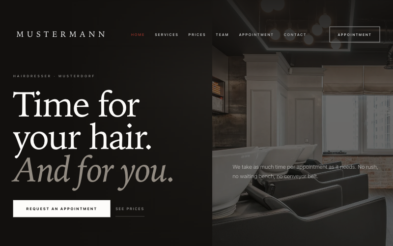 Sample site Mustermann Hair Salon