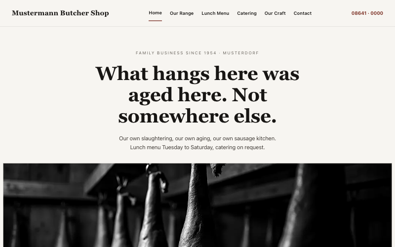 Sample site Mustermann Butcher Shop