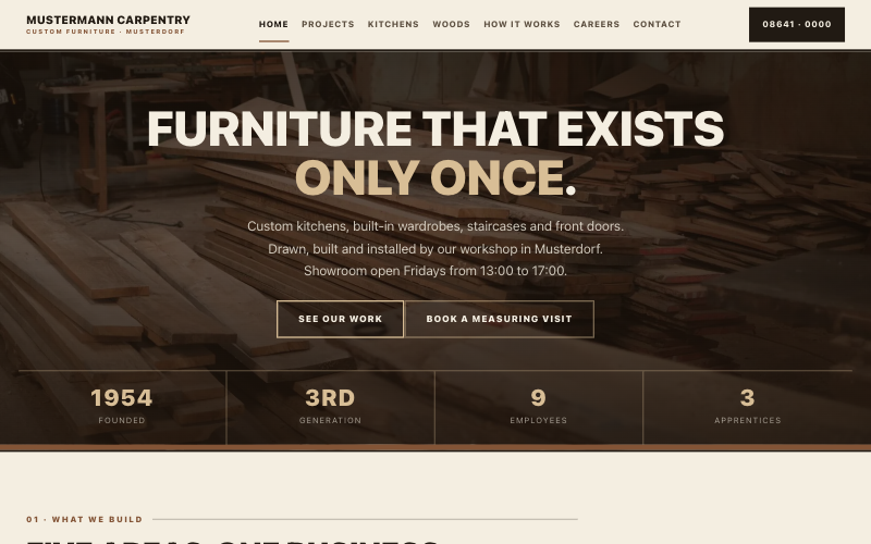 Sample site Mustermann Carpentry