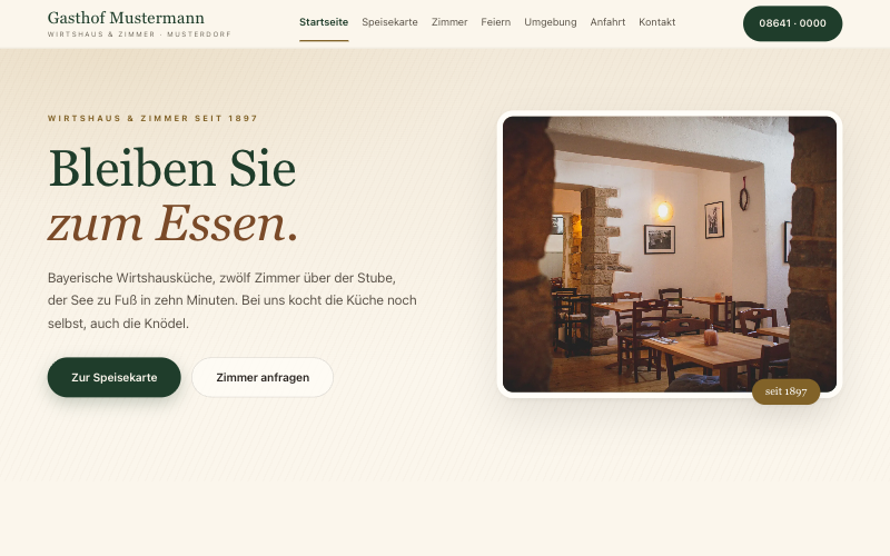 Beispielseite Gasthof Mustermann