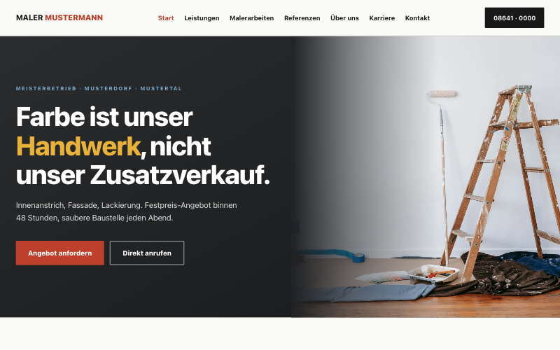 Beispielseite Malerbetrieb Mustermann