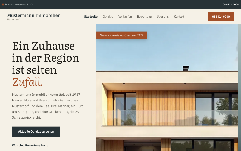 Beispielseite Mustermann Immobilien