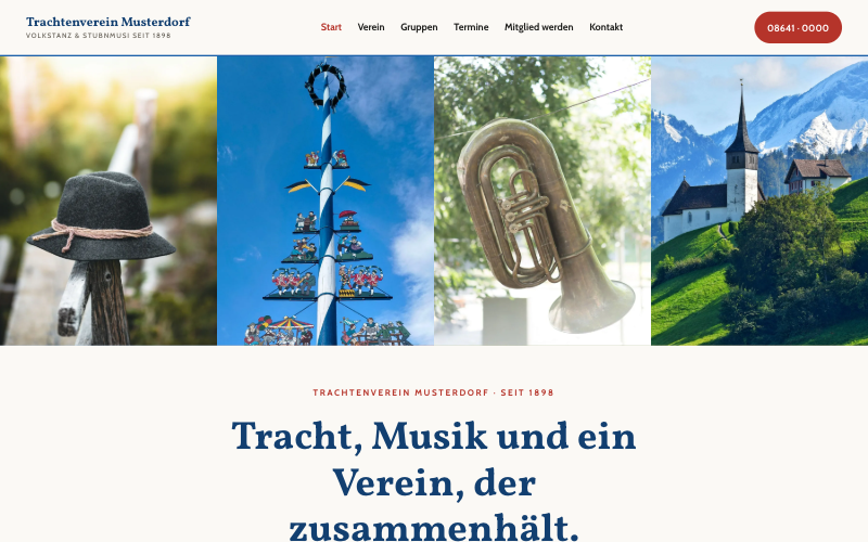 Beispielseite Trachtenverein Musterdorf