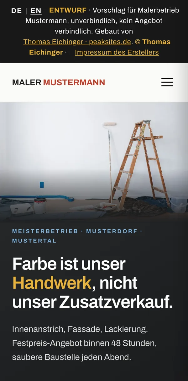 Musterseite Maler Mustermann von PEAK