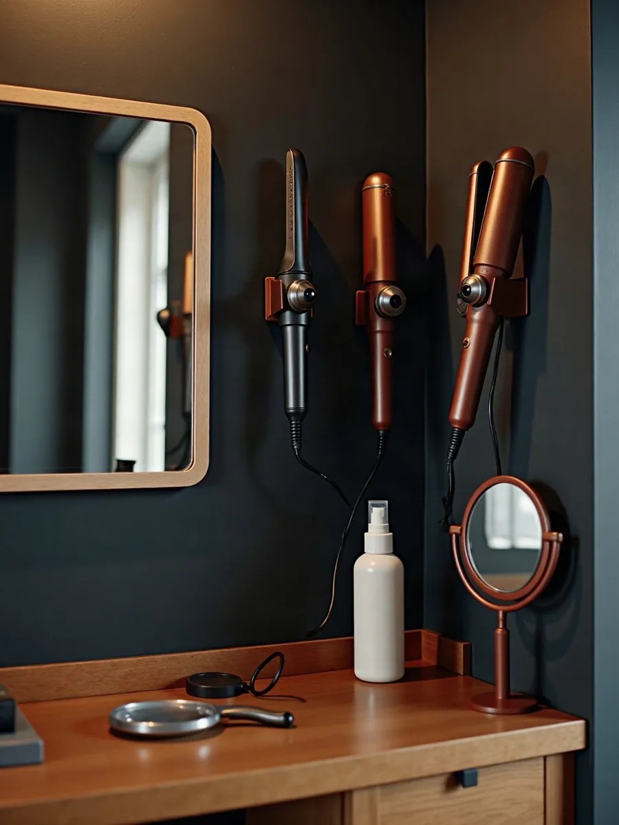 Curling irons and flat irons at Marie’s station