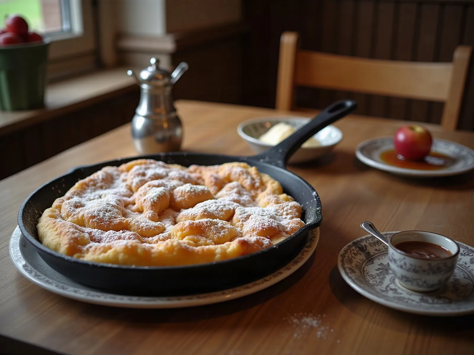 Kaiserschmarrn in der Pfanne mit Apfelmus
