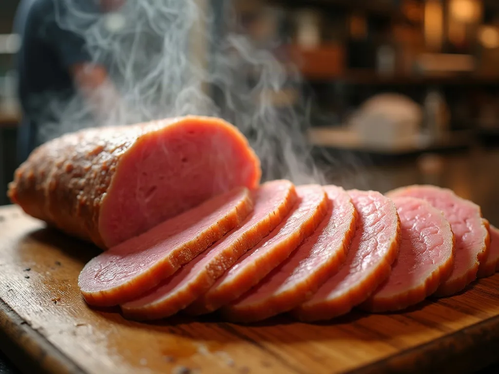 AI-generated Leberkäse, warm