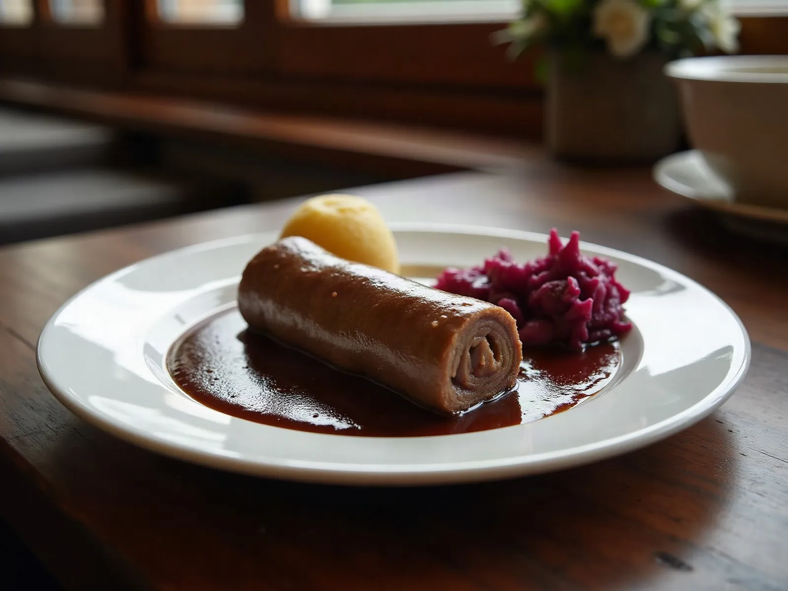 Beef roulade with red cabbage and dumpling