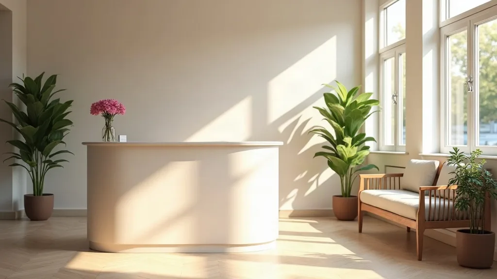 The practice’s bright reception area