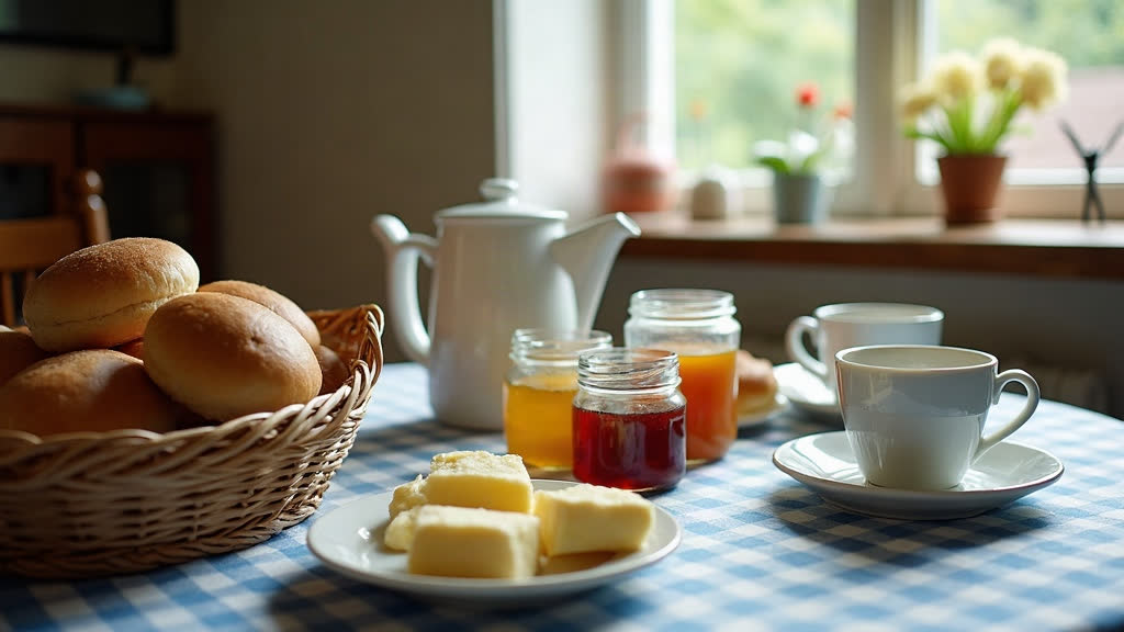 Mit KI erzeugt Der Frühstückstisch am Morgen