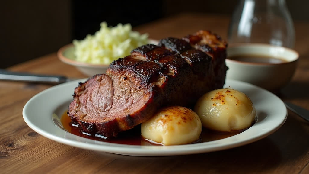Mit KI erzeugt Der Sonntagsbraten mit Knödel