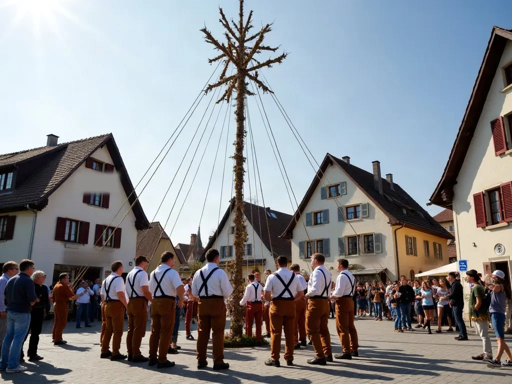 Mit KI erzeugt Maibaumaufstellen