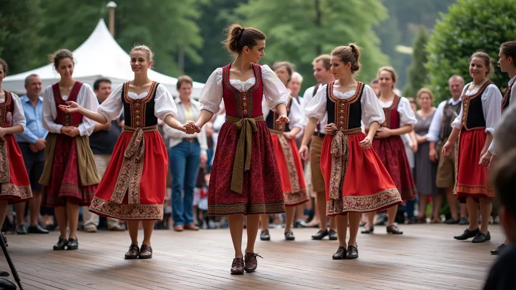 Volkstanzgruppe auf der Bühne